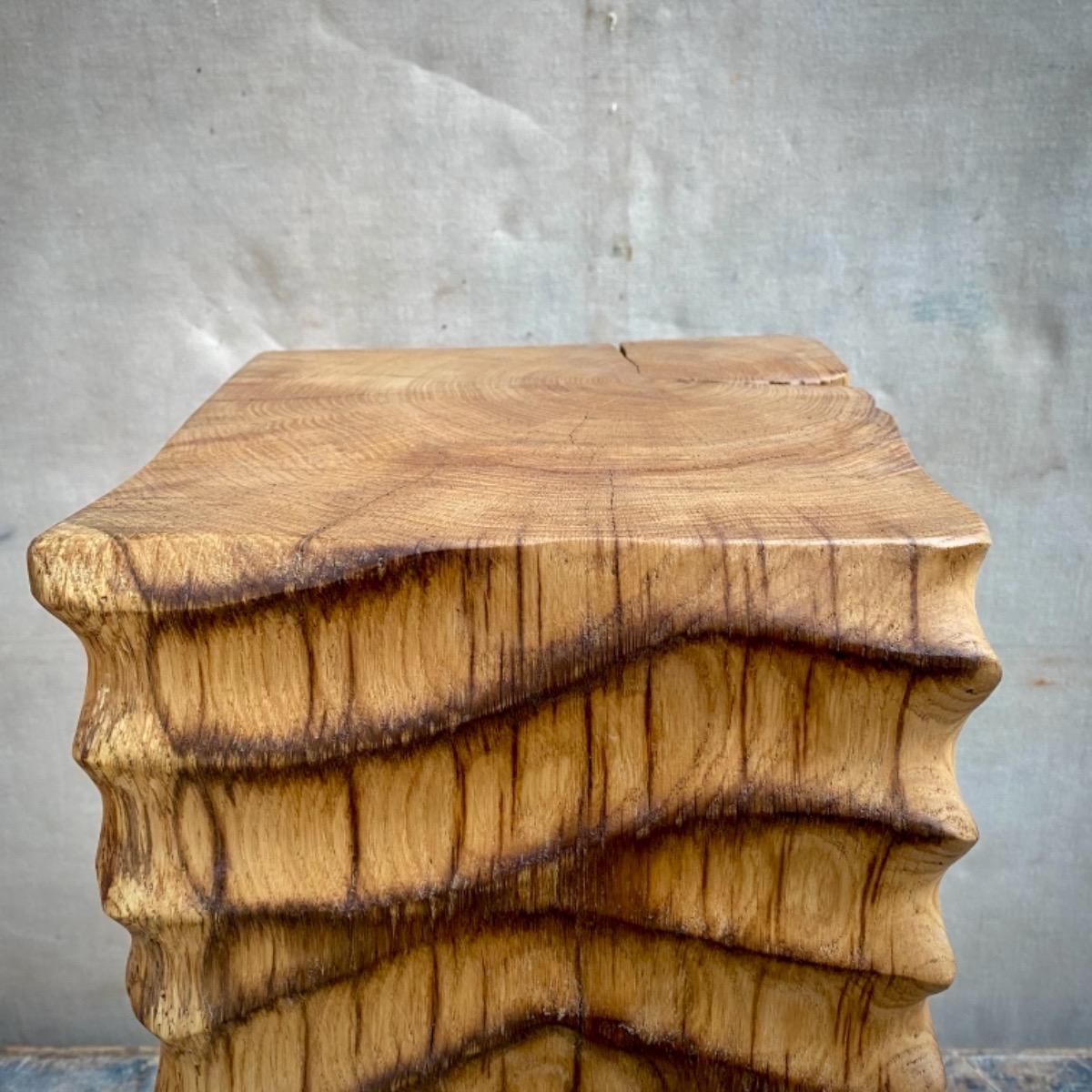 Brutalist oak pedestal 