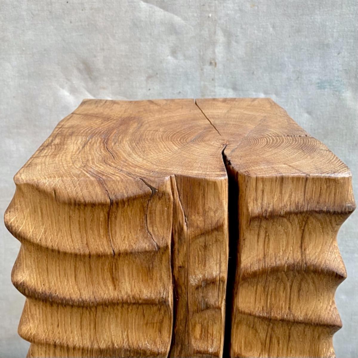 Brutalist oak pedestal 