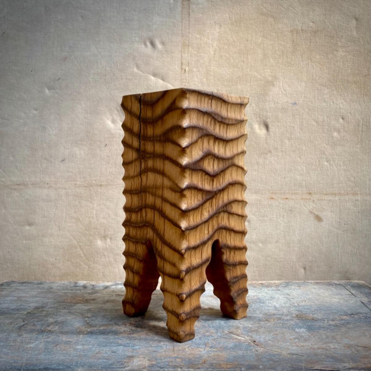 Brutalist oak pedestal 