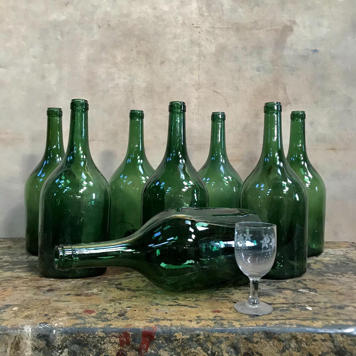 Large green glass bottles - Decoration - Collection - Eric Bienaime